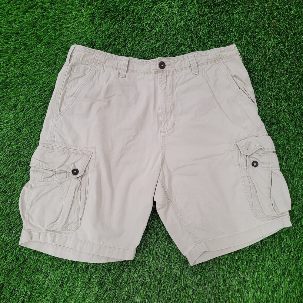 Vintage American Eagle Outfitters Cargo Shorts 38x10 Khaki Tan Beige Baggy Y2K